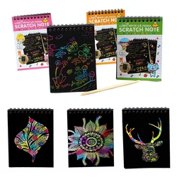 Drawing Toys Black Paper Creative Color DIY Coil Scratch Painting Children's Graffiti Book Magic Drawing Toys Early Education