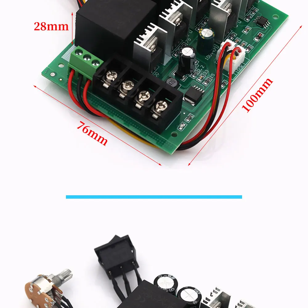 PWM-Geschwindigkeit elektronisch 40 A DC12 V/24 V/36 V/48 V Bürstenmotor-Controller Maximale Leistung von 2000 W Dritten Gang Vorwärts/Rückwärts/Stopp – Detail 4