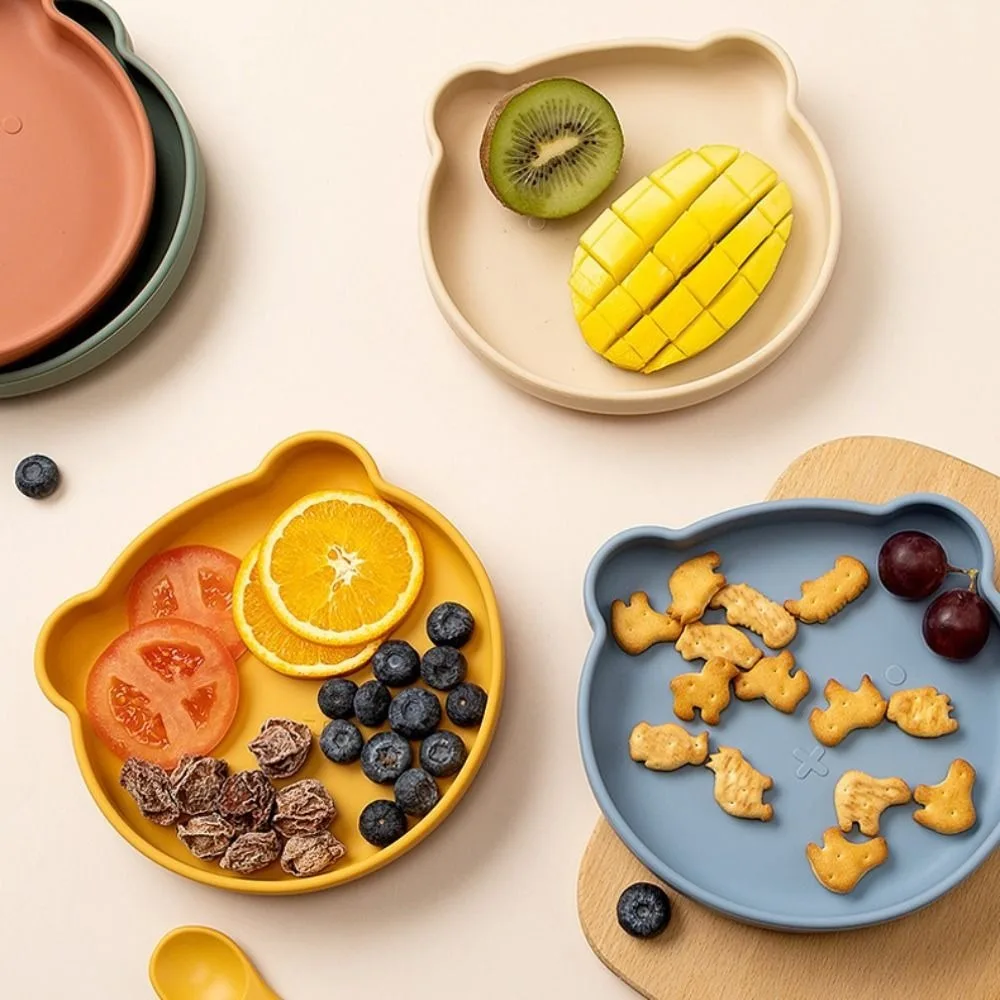 

Food Grade Silicone Children Dinner Plate with Suker Anti Skid Baby Supplementary Food Bowl Anti -scald Anti -drop
