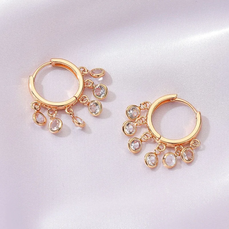 Fashion Short Shiny Crystal Water Drop Tassel Hoop Earrings For Women Exquisite Circle Charm Hanging Earring Trend Jewelry hoop earrings crystal earrings crystal tassel earrings