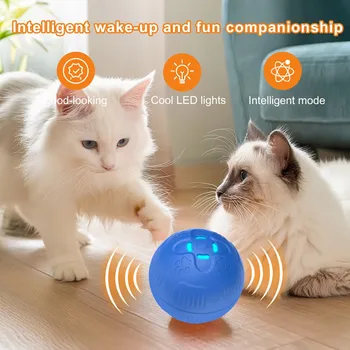 Smart Cat Rolling Ball Toys Rechargeable Cat Toys Ball Automatic Cat Baiter Random Motion for Cat USB Charging Bite Resistant 5