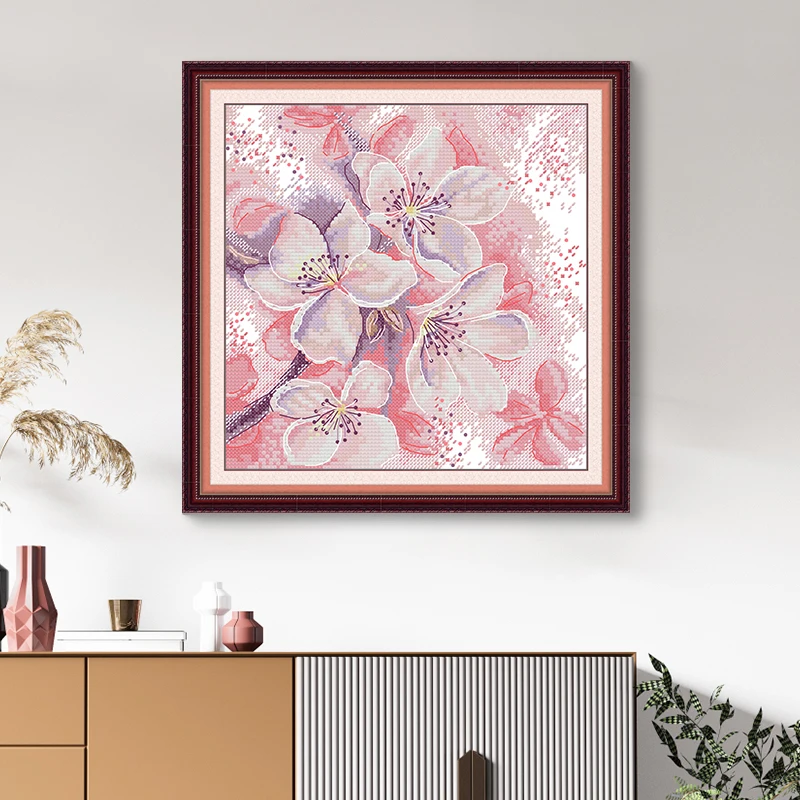 Joy Sunday Cross Stitch Kits Pink Peach Blossom Pattern Printed Counted Aida Fabric 16/14/11CT Art Craft DIY Embroidery Kit cross stitch kit cross stitch tools