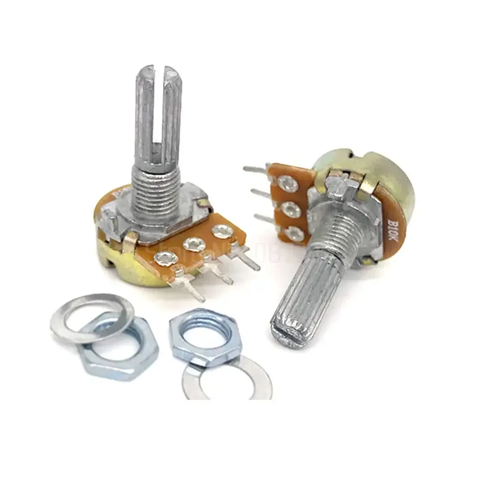 Potentiometer Kit 5Pcs 1K-1M Ohm Adjustable Resistor WH148 3Pin Single Turn Rotary Potentiometer Carbon Film Taper 20MM Shaft 10Values