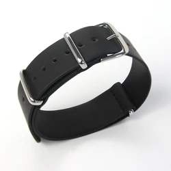 Elegant Leather Watch Band - PU Nato Strap Accessory Bracelet - 22mm (Black)