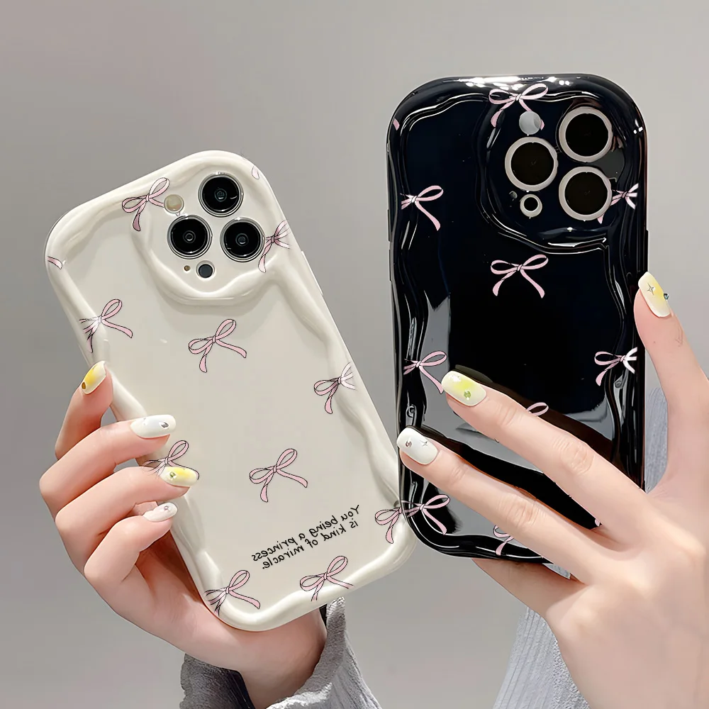Bow Wavy Edge 3D Wave Phone Case Cover
