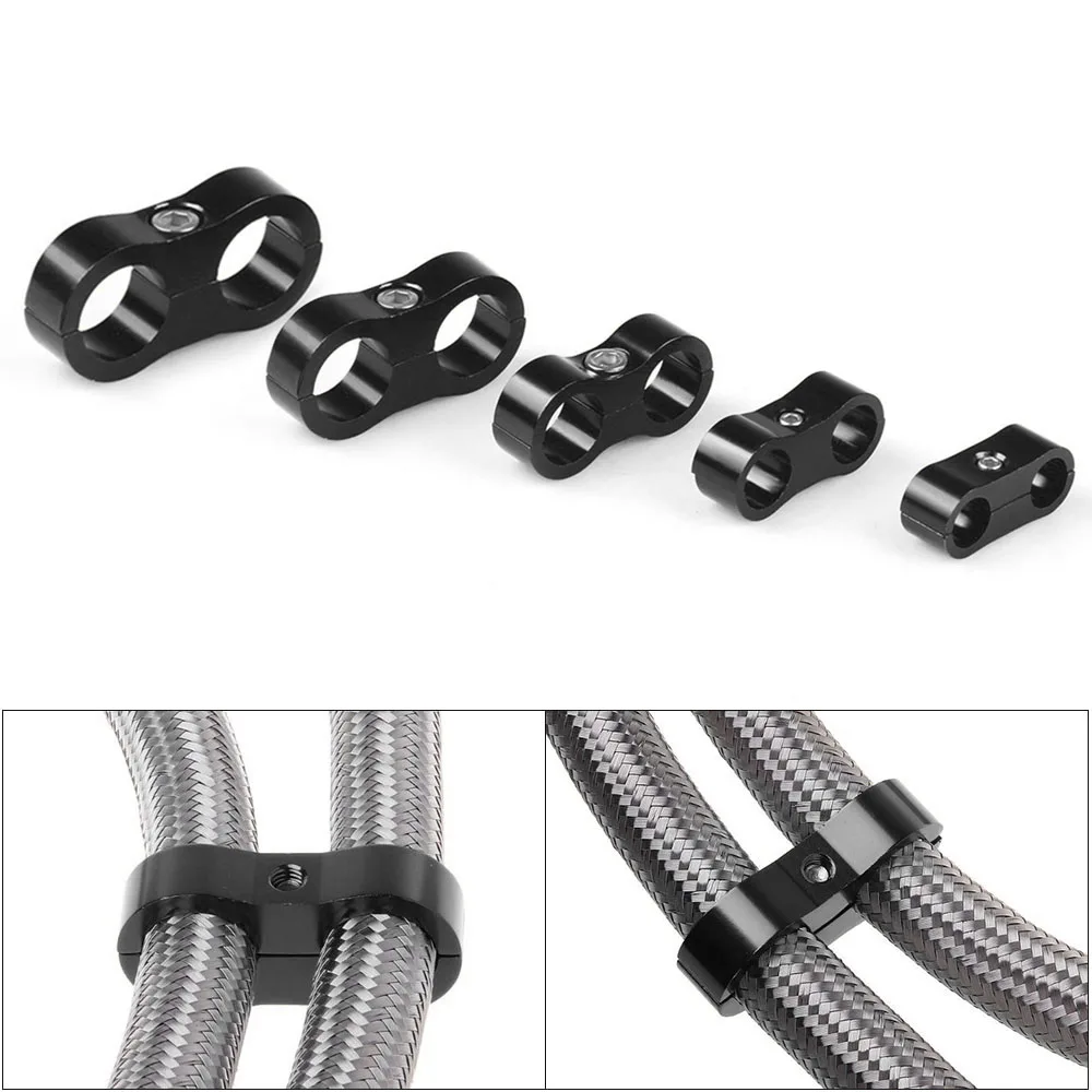 Hose Clamps Hose Separator Braided Rubber Hose Line Clamp Aluminum Anodized Line Separator Divider Clamp Kit AN4 AN6 AN8 AN10 AN12