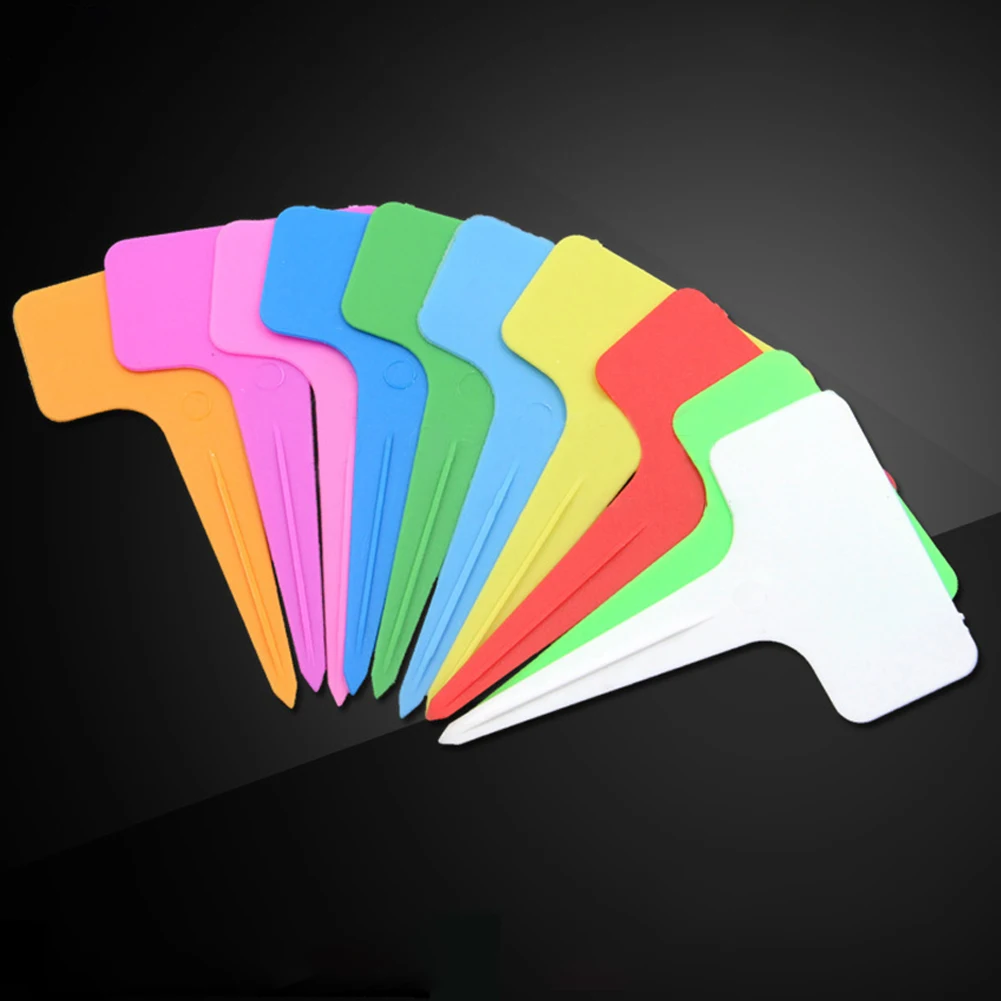 

50pcs Plant Labels Plastic T-shape Plant Stick Labels Markers Nursery Garden Labels Stick Sign Vegetables Plantings Label Tags