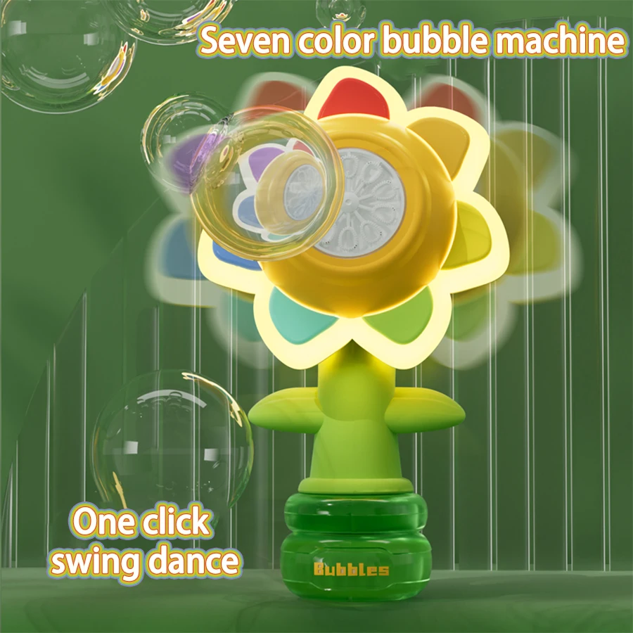 Cute Seven Color Sunflower Bubbles Shake Head Soap Bubbles