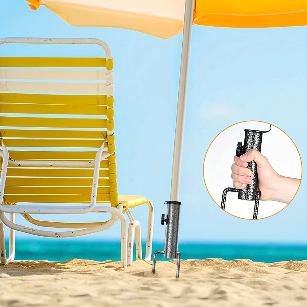 Portable Umbrella Base Metal Bracket Suitable for Flag Fishing Rod Outdoor Park Beach Ground Soil Grass Use beach umbrella plug base umbrella stand holder parasol base stand