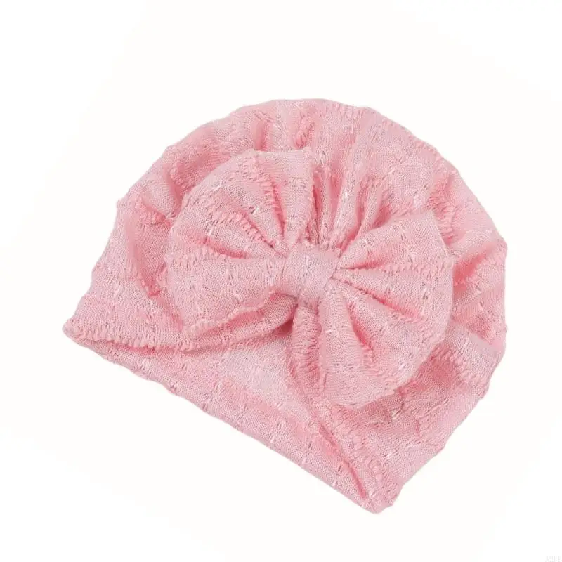 Baby Turban mit Bowknotakzent, atmungsaktive fetale Kappen Feste Farbhaube Trendy Headwap für Neugeborene Kleinkind A2UB – Detail 5