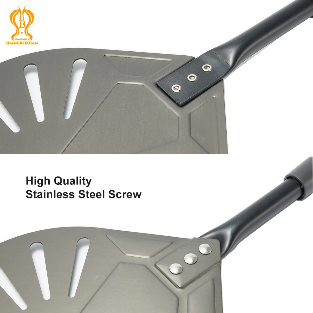 9 inch Pizza Turning Peel Hard Anodized Pizza Shovel Aluminum Alloy Detachable Handle Oven Accessories