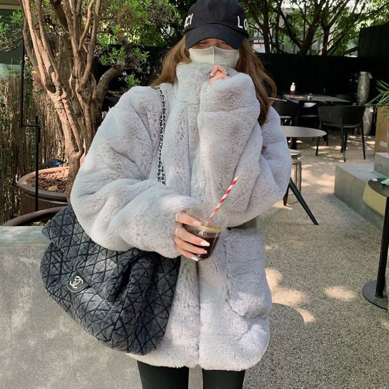 

Cotton Jacketed Thickened Plush Coat for Female Autumn and Winter Stars Same Style Lamb Plush Imitation Sable Rex Rabbit Fur