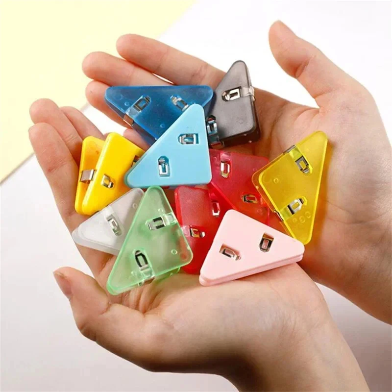 10/20pcs 멀티 컬러 삼각형 코너 클립 다기능 학생 도서 클립 종이 보관 도구 폴더 사무실 데스크탑 도구