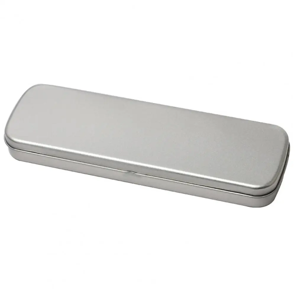 Stationery Box Pencil Cases Rectangular Metal Hinged Storage Boxes for Makeup Brushes and Home Organization
