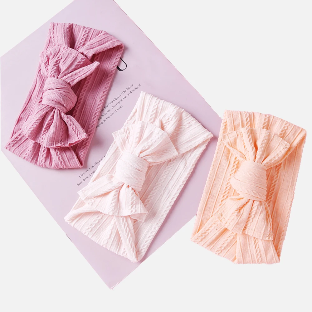 Newborn Baby Girl Headband Elatic Nylon Hairbands New Cable Bow Soft Child Turban Hair Accessories | Аксессуары для одежды