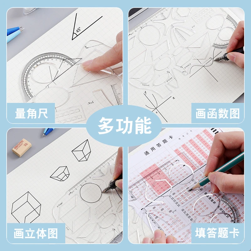 1pcs/lot Multi Functional Drawing Transparent Function Ruler Junior ...