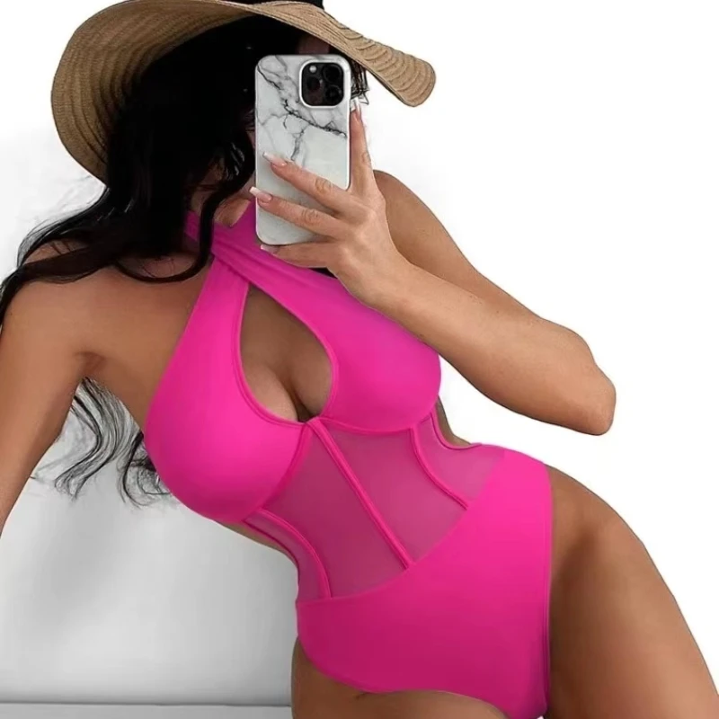 

Swimwear Women One Piece Swimsuits 2024 Woman Sexy Beachwear Bathing Suit Cross Neck Monokini Hot Trikini Summer Bodysuit Bather