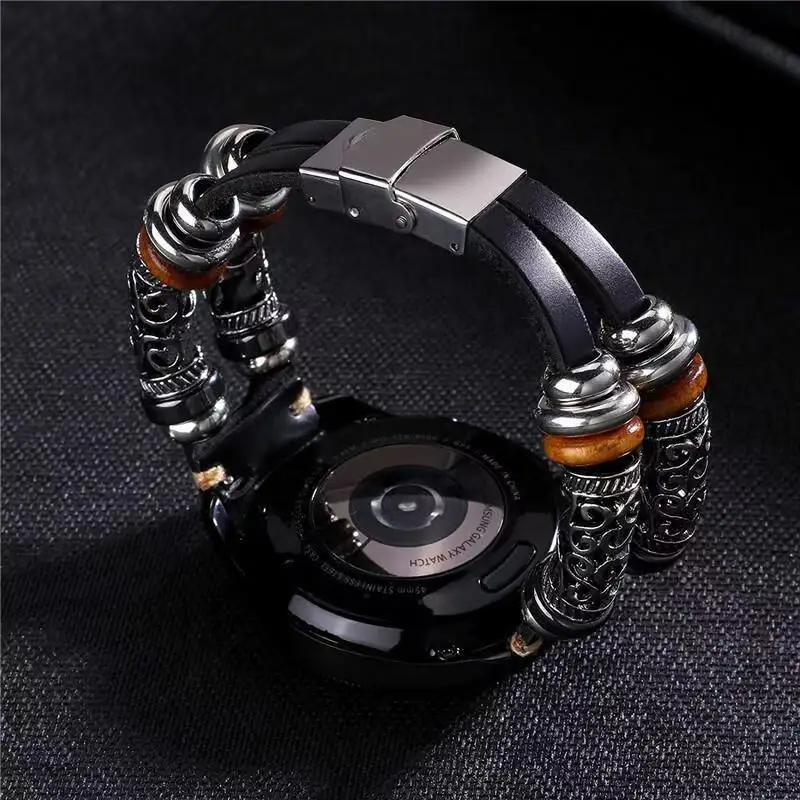 Handcrafted Retro Leather Watch Band - 20mm/22mm Adjustable Strap