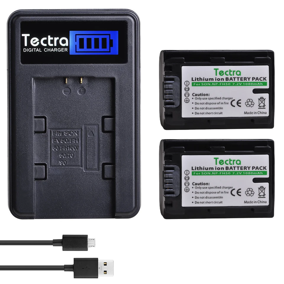 Sony Cybershot Dsc 230 2Pcs For SONY NP-FH50 NP FH50 Battery USB