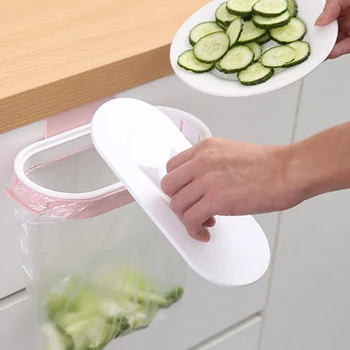 Staffa per sacco della spazzatura da 1 pz-cucina con coperchio, bidone della spazzatura appeso a parete per porta dell'armadio 1