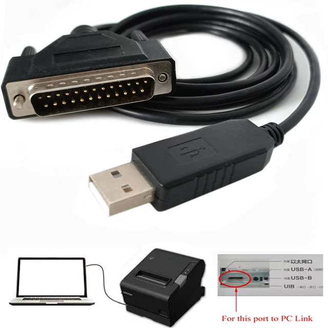 USB To RS232 DB25 Male Serial Cable For Epson Printer