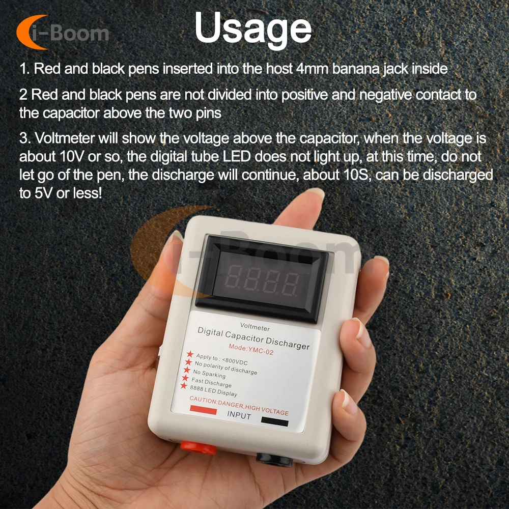 800V High Voltage Capacitor Quick Discharger High Voltage Discharge Tool Electrician Safety Protection Tool LCD Screen Display 5
