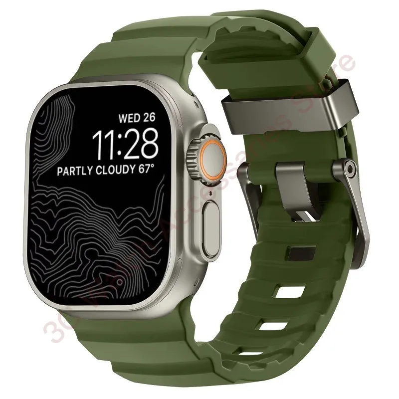 Silicone & Titanium Metal Hybrid Bracelet Strap