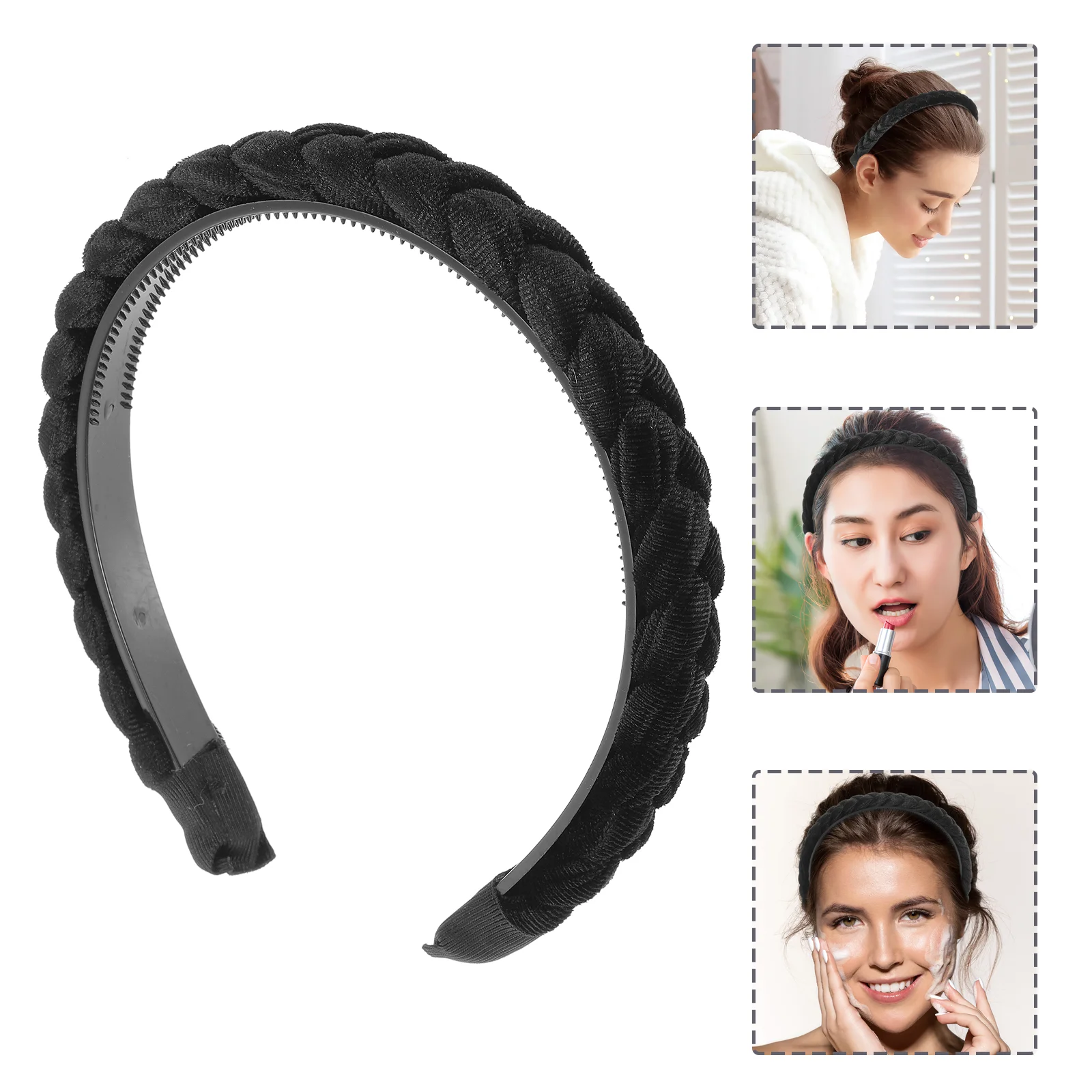 

Headbands, Suede Hair Braid Headband Hair Braid Headband Knotted Wide Headbands for Adults, Black