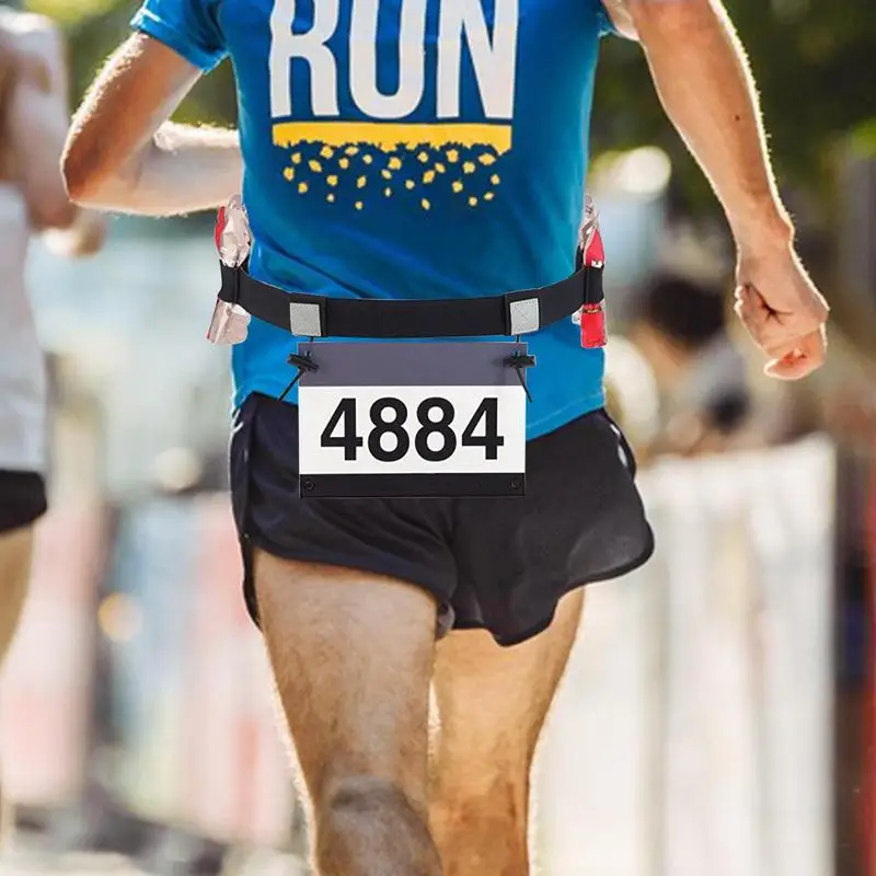 1pc Unisex Triathlon Marathon Race Number Belt With Gel Holder Running Belt Cloth Belt Motor Running Outdoor Sports 4