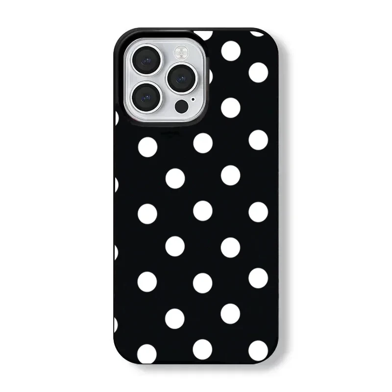 Polka Dots Full Screen Black Phone Case - Creative White Design Cover