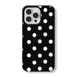 Polka Dots Full Screen Black Phone Case - Creative White Design Cover - iPhone 12 Pro Max (Black1)