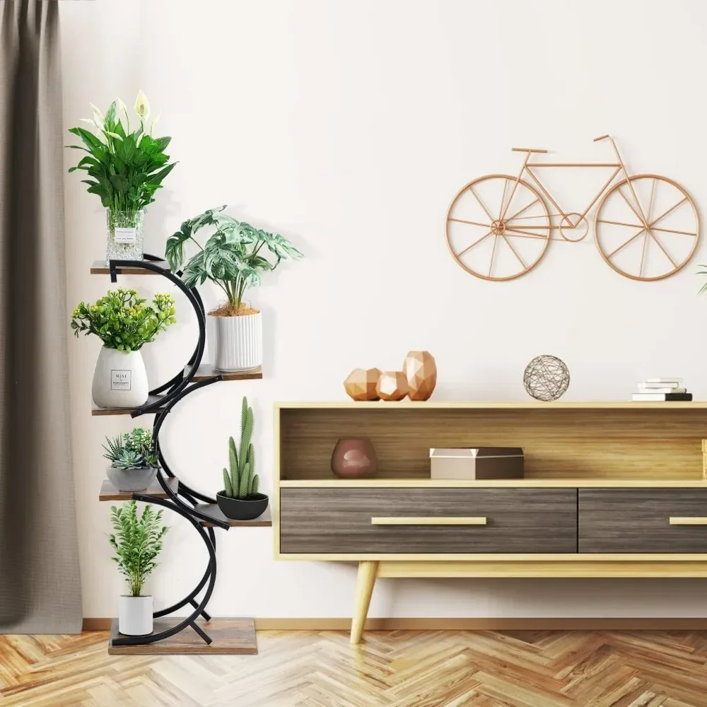 Plant Stand Indoor 6-Tier wrought iron Plant Stand Green Indoor Plant Stand Tiered Use Office Home Decor 3