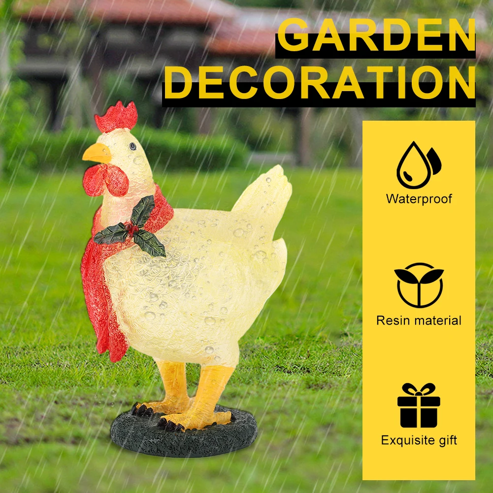 Waterproof Resin Solar Chicken Garden Lamp