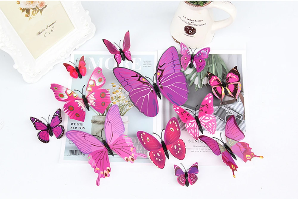12Pcs 3D Schmetterling Wand Aufkleber Diy Schreibwaren Aufkleber Handgemachte Handwerk Liefert Hause Zimmer Aufkleber Dekoration Hochzeit Geburtstag – Detail 13
