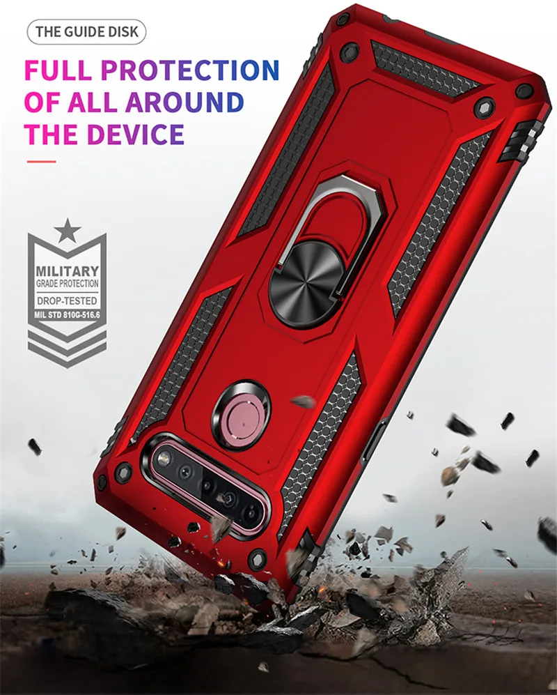 Case Shockproof Armor Car Holder Ring Case for LG K40 K40S K50 K50S K51 K51S K52 K53 K61 K22 K31 K71 K92 5G LG Q60 Q51 Q61 phone case leather phone case phone protector cover