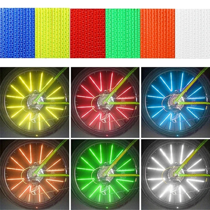 Bicycle Warning Strip Car Motorcycle Scooter Wheel Reflective Sticker Tire Rim Color Card Strip Night Vision MTB Lighting Tapes