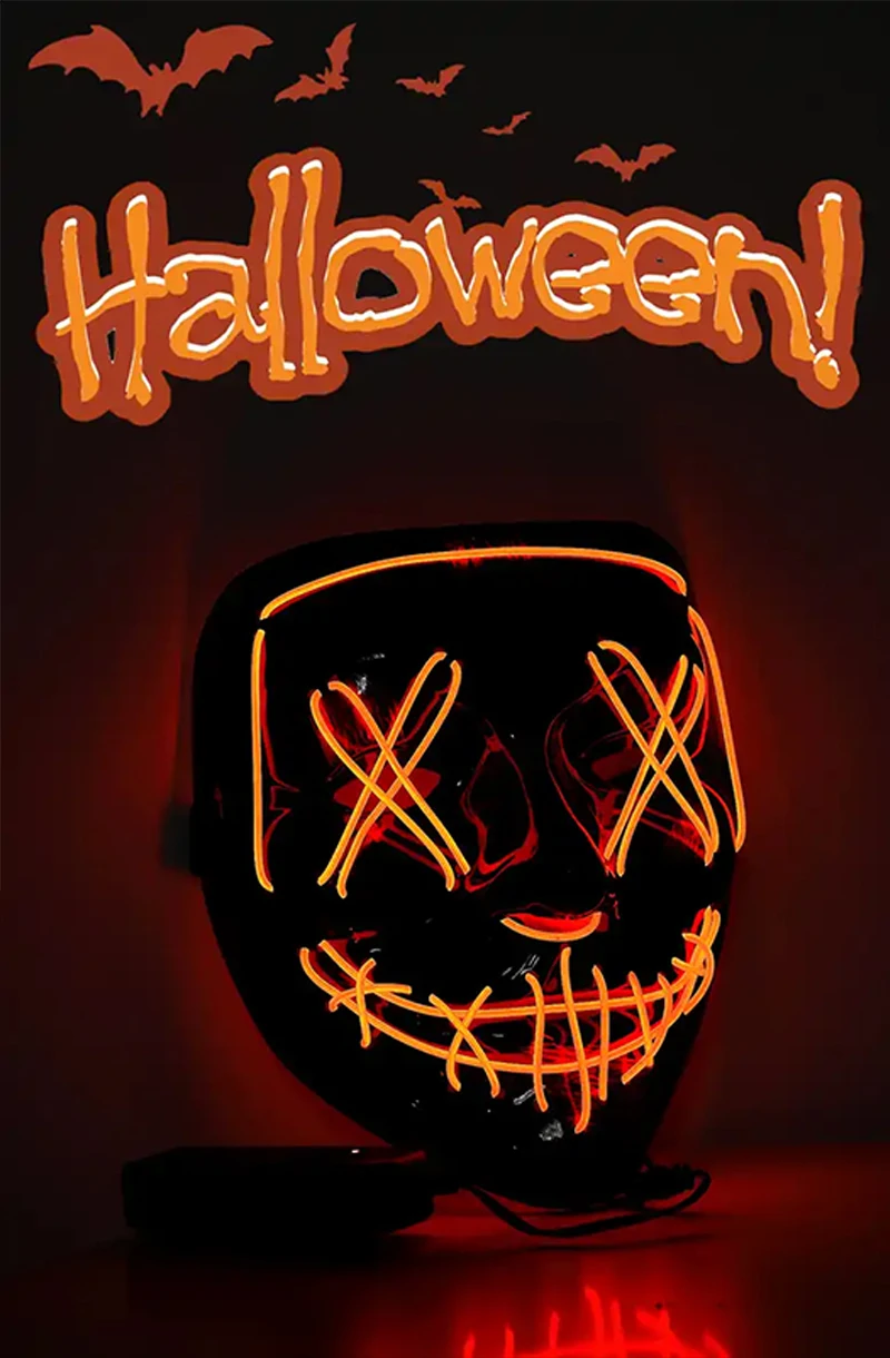 Wireless LED Halloween Purge Mask - Glowing Masquerade Horror Mask