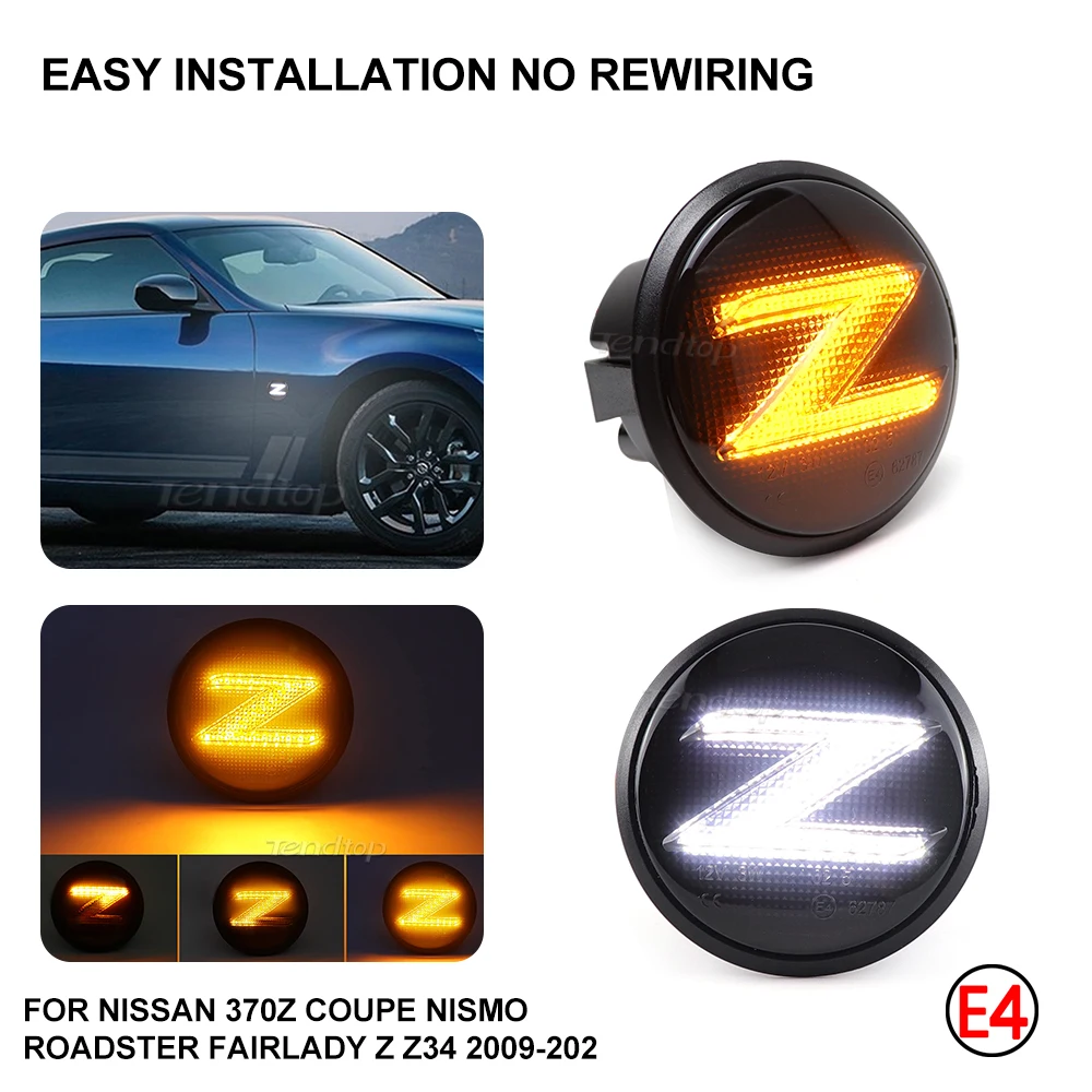 

Для Nissan 370Z Coupe NISMO Roadster Fairlady Z Z34 2 шт. светодиодный динамический боковой маркер светильник сигнал поворота + переключаемая парковочная лампа