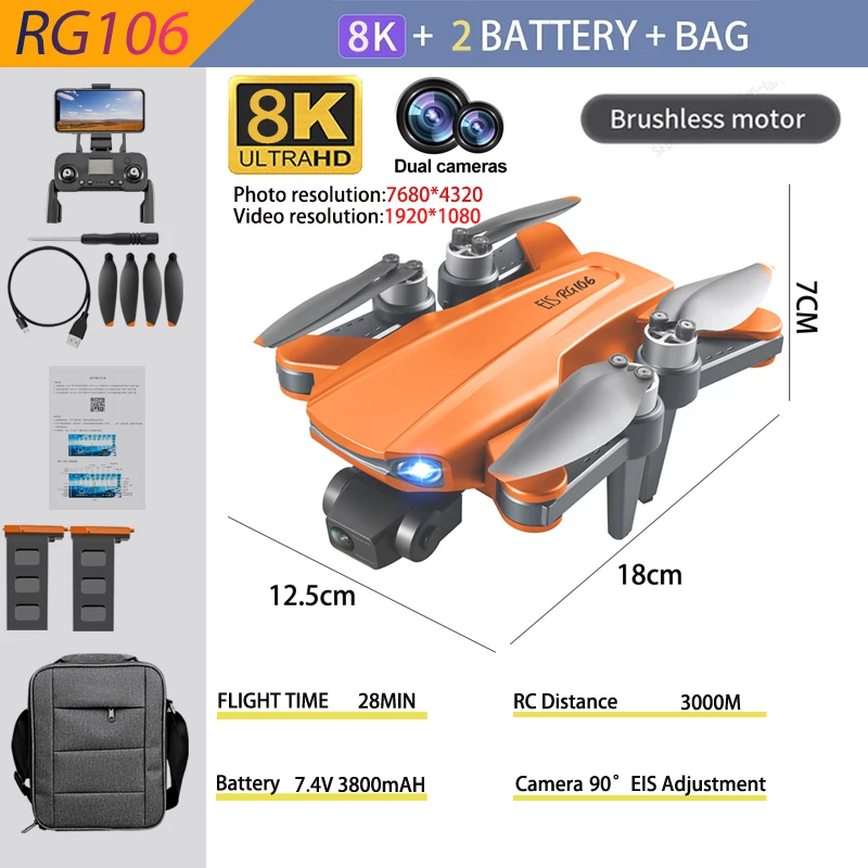 best remote control helicopter RG106 GPS Drone 8K Profesional Dual Camera 3 Axis Gimbal Anti-Shake Photography Brushless Foldable Quadcopter RC Distance 1500M rc military helicopter RC Helicopters