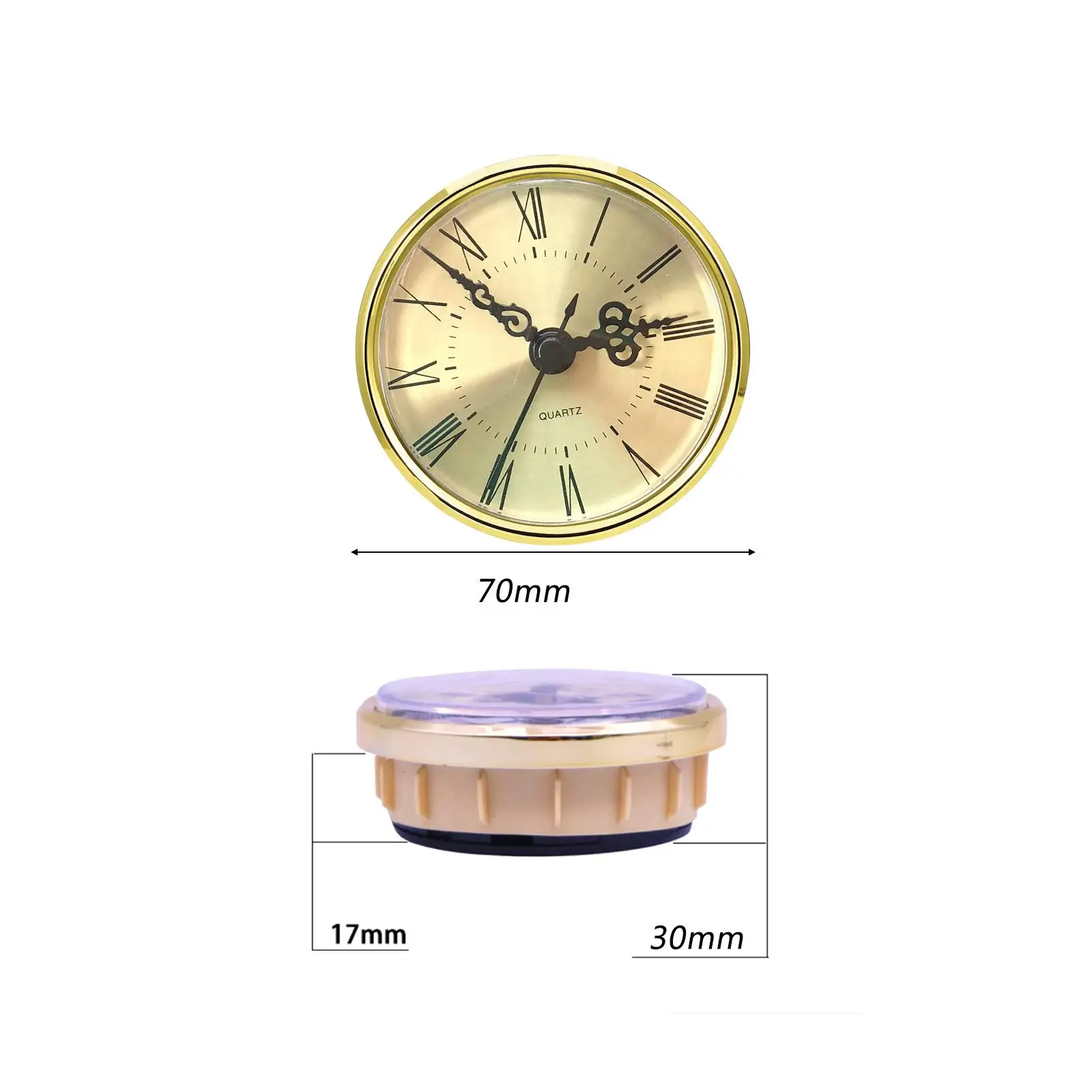 70 mm Gold Quartz Clock Embedded Clock Gallbladder Insert Mechanism Repair Replacement Round Movement Classic Miniature