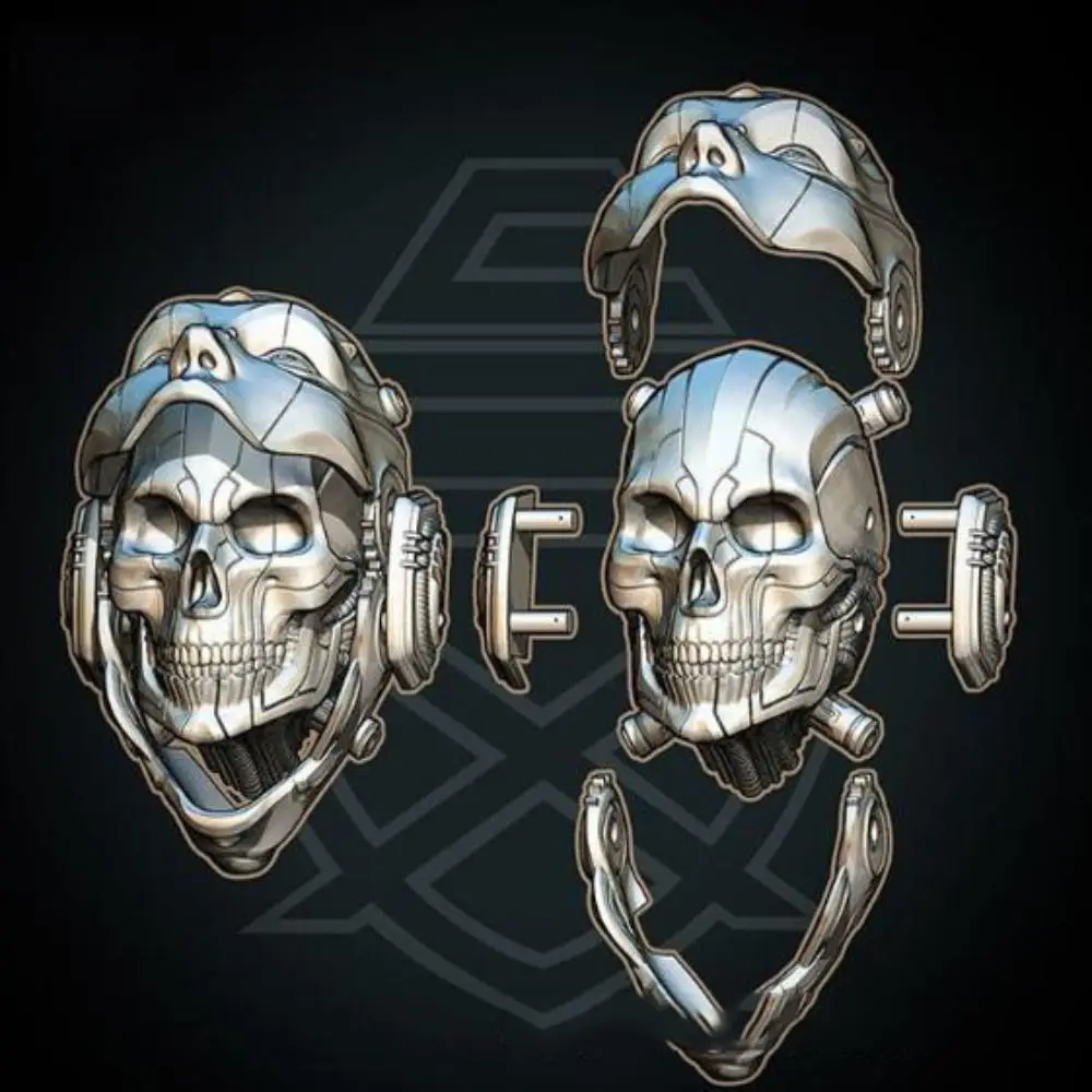 Machined 3D Printing Mask Model Pla Colorful Skull Mask Model Skull Decoration Action Accessories Knight Mask Craft Ornament