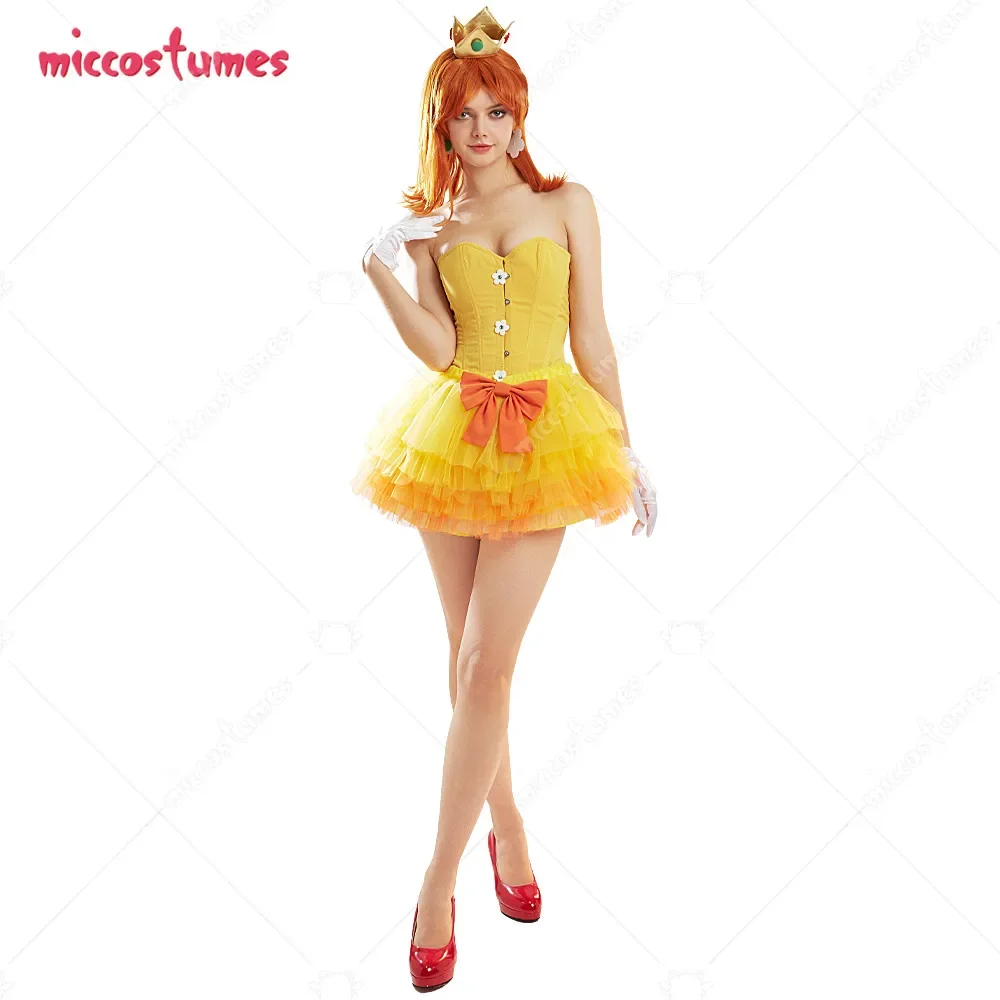 

Women Corset Dress Princess Style Tube Top Tights Corset and Skirt Set with Crown and Gloves