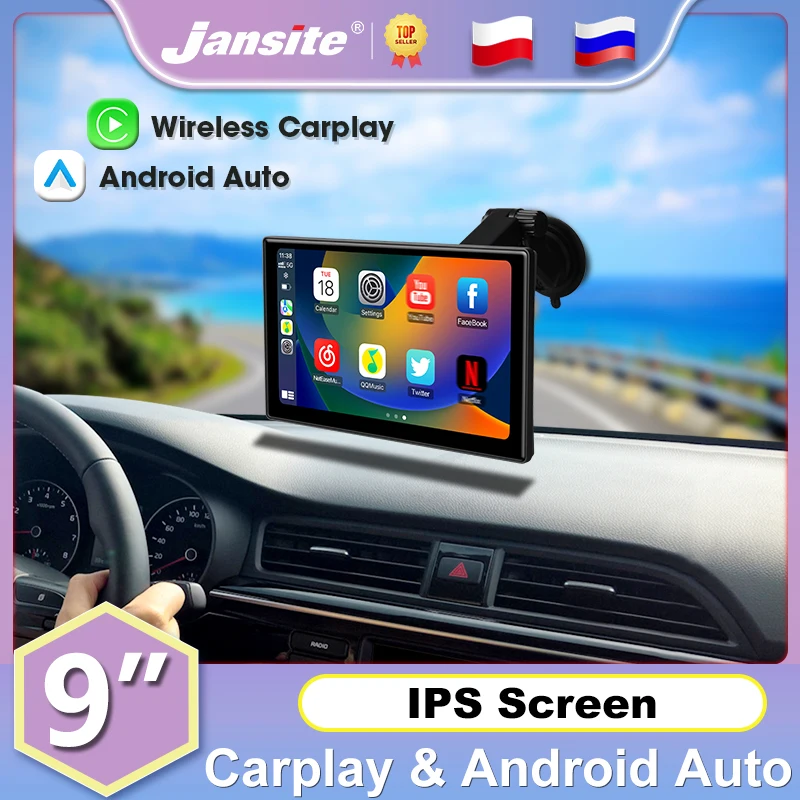 

Jansite 9" Wireless Carplay MP5 Portable Smart Player IPS Screen Monitor Support Android Auto with Apple Aiplay Dual Bluetooth