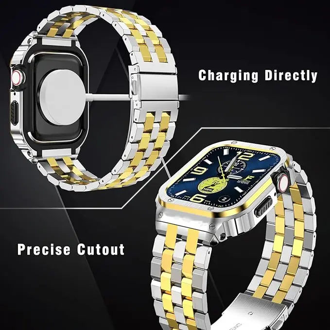 Premium Stainless Steel Case with Band and Rugged Metal Protector