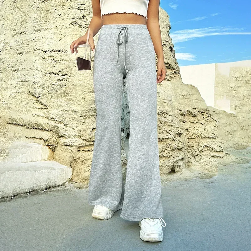 

Bodycon Women's Solid Woman Pants Slim Fitting High Waisted Street High Waist Strap Wide Leg Casual Flare Pants For Women