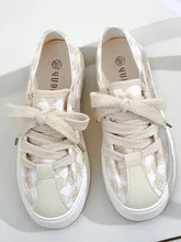  Canvas Shoes Women's 2022 Summer New Versatile Two Wear Small White Shoes Ins Student Casual Sneakers Plaid Check Beige Shoes 