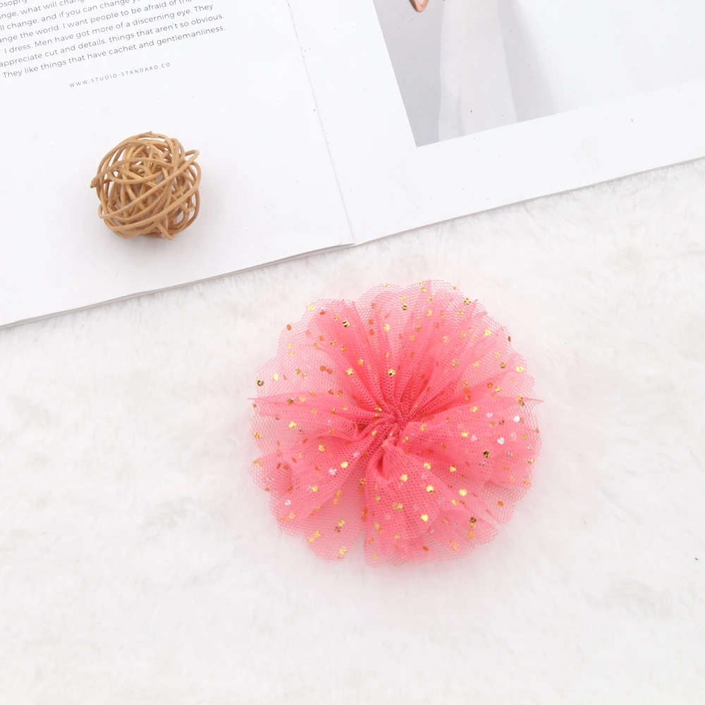 12 Stück 3,5 Zoll Netzgarn-Spitzen-Chiffon-Blumencluster ohne Haarspangen, Haaraccessoires für Mädchen, Haarschleifen, Baby- und Kinder-Haaraccessoires – Detail 19