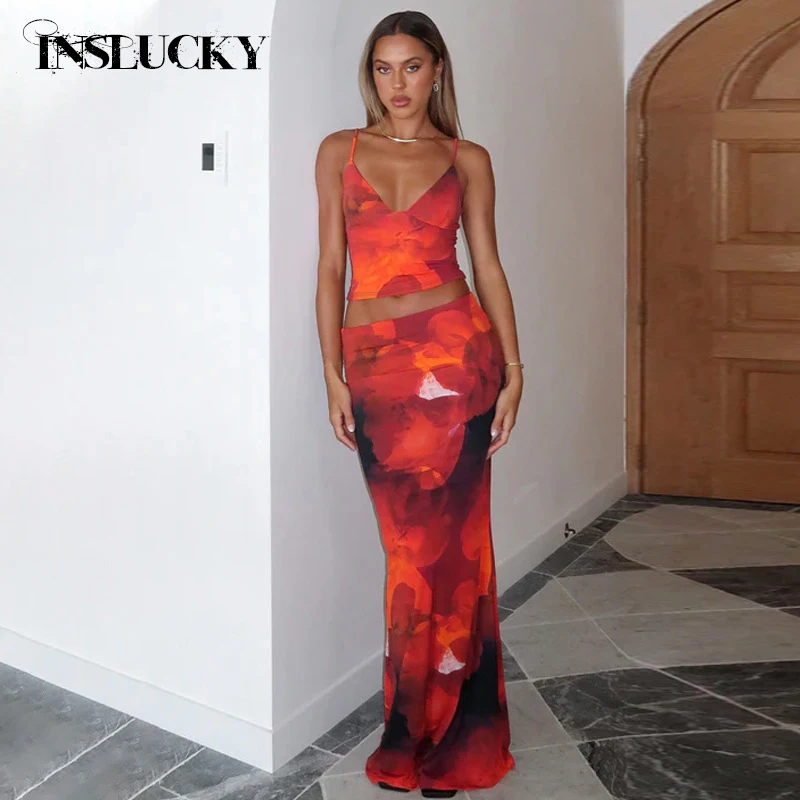 

Юбка-макси Женская с цветочным принтом, с высокой талией и V-образным вырезом