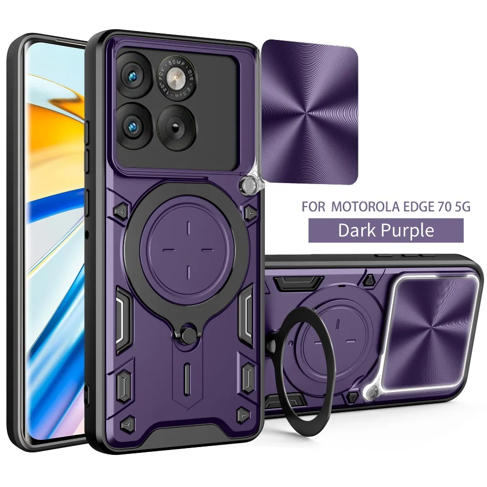 Motorola Edge Fusion Case with Slide Camera Lens Cover, Magnetic Car Mount, and Drop Protection Shockproof Shell