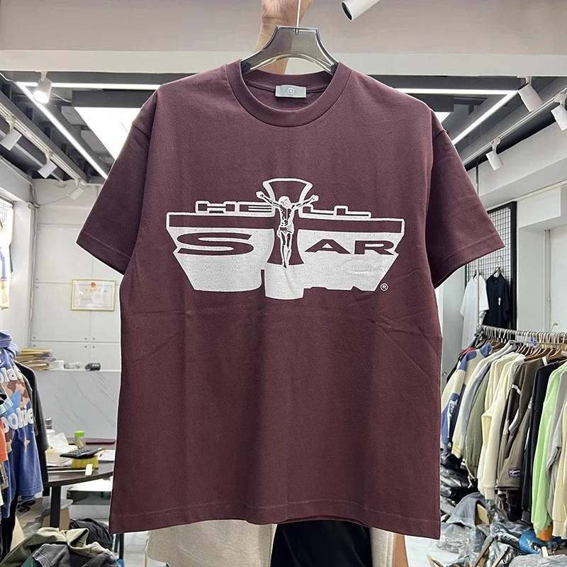

23SS Round Neck Washed Hellstar T-shirt Men Women Best Quality Jesus Cross T Shirt Tee Tops Bermudas